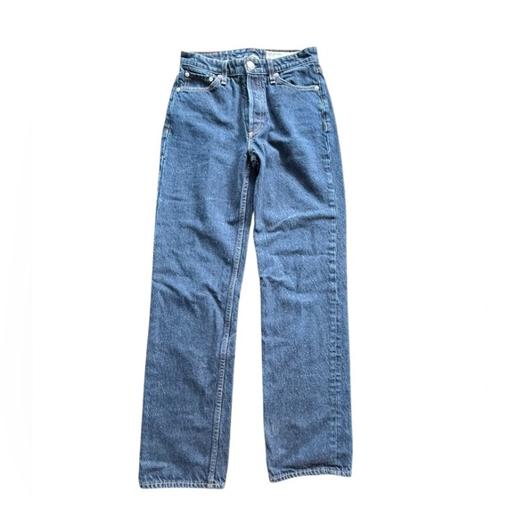 Rag & Bone Alex High Rise Straight in Rinse Dark Wash Rigid Denim Jeans Size 26 - Picture 2 of 9